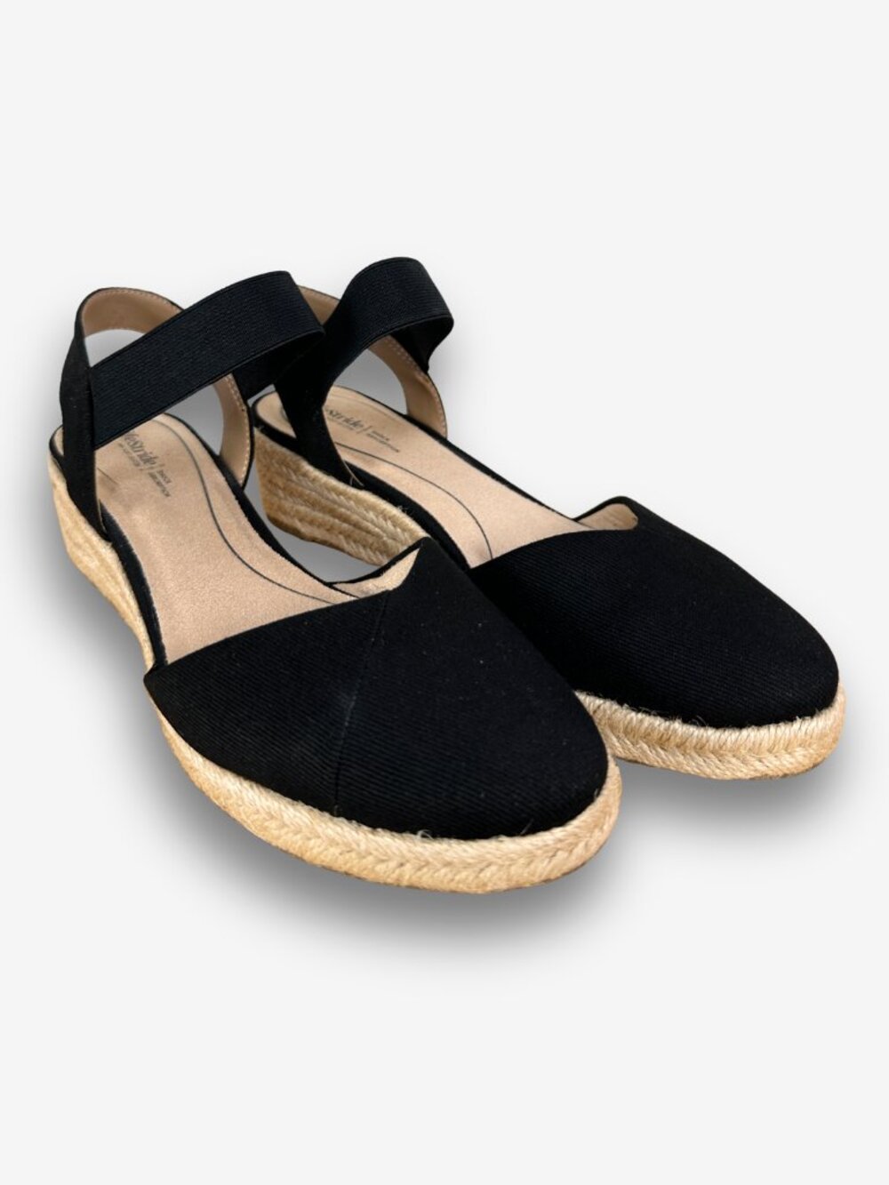 LifeStride Kimmie Black D’Orsay Espadrille Wedge Shoes Size 8